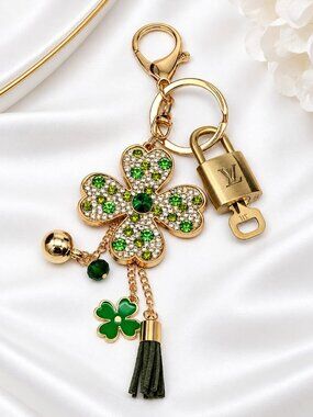 Louis Vuitton Gold Lock & Key 🔑 Authentic LV Unbranded Flower Keychain Charm